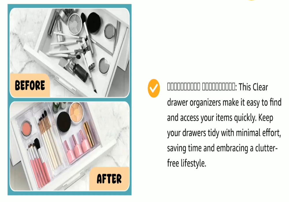 Clear Plastic Drawer Divider Organizer 25-Piece Set | Modular Storage Trays for Kitchen, Bathroom, Makeup, Office & Vanity Drawers | BPA-Free Transparent Drawer Organiser